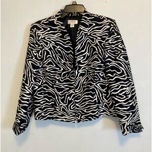 Talbots Abstract Print Blazer Silk Wool Jacket Suit Women Size 14